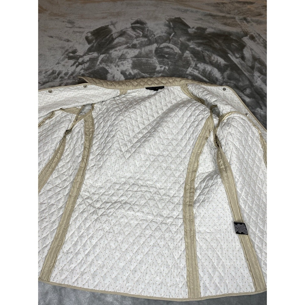 Briggs New York Women's Quilted Jacket Tan Dots Snap Front Collar Size 14 - Picture 6 of 9